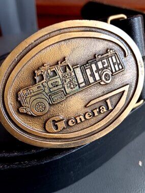True Vintage Belt 36 Men's Medium General Fire Truck Buckle Trucker Fireman